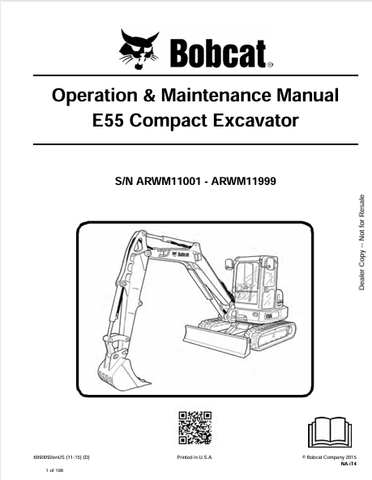 Discover the comprehensive operation and maintenance manual for the Bobcat E55 Compact Excavator (6990092). Download the PDF for essential insights and guidelines.