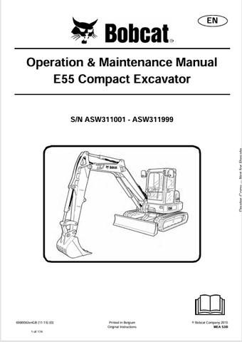  Discover the comprehensive operation and maintenance manual for the Bobcat E55 Compact Excavator (6990092). Download the PDF for essential insights and guidelines.