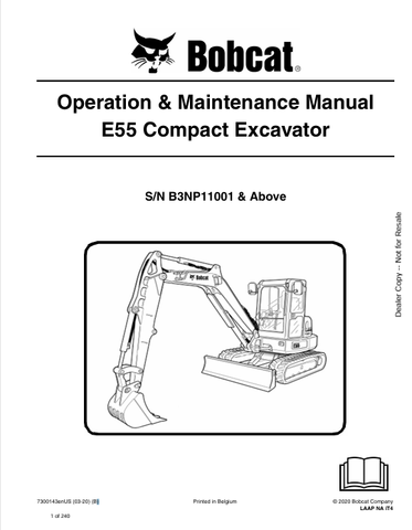  Discover the comprehensive operation and maintenance manual for the Bobcat E55 Compact Excavator (7300143). Download the PDF for essential insights and guidelines.