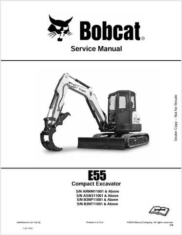 Discover the comprehensive service manual for the BOBCAT E55 Compact Excavator (6990093). Download the PDF for essential maintenance and repair guidance.