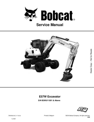 Unlock the full potential of your BOBCAT E57W excavator with the comprehensive service manual (part number 7280536) designed specifically for models B3WU11001 and up. This PDF file is an essential resource for maintenance and repair, providing detailed diagrams, troubleshooting tips, and step-by-step instructions to keep your equipment running smoothly. Ensure optimal performance and longevity of your excavator by having this invaluable guide at your fingertips.