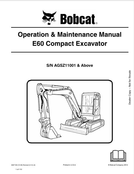 Discover the comprehensive operation and maintenance manual for the Bobcat E60 Compact Excavator (6987189). Download the PDF for essential insights and guidelines.