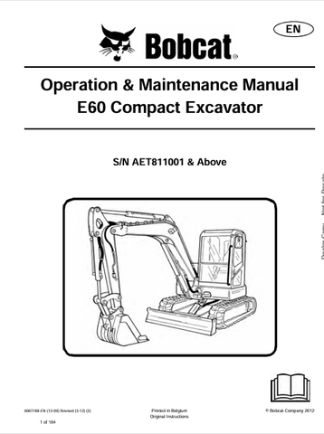 Discover the comprehensive operation and maintenance manual for the Bobcat E60 Compact Excavator. Download the PDF file for essential insights and guidelines.
