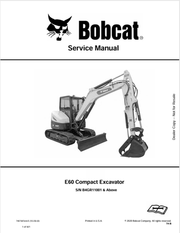Discover the comprehensive service manual for the Bobcat E60 Compact Excavator (7407587). Download the PDF for expert maintenance and repair guidance.