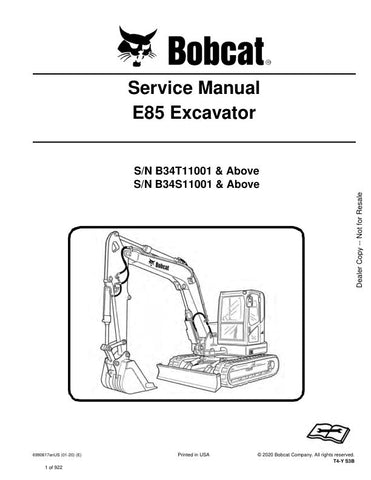Enhance your maintenance capabilities with the BOBCAT E85 Excavator Service Manual (6990617). This comprehensive PDF file covers models B34T11001, B34S11001, and up, providing you with detailed instructions, diagrams, and troubleshooting tips to keep your excavator running smoothly. With this manual at your fingertips, you can ensure optimal performance and longevity of your equipment, making it an essential resource for any operator or technician. Don't miss out on the opportunity to streamline your