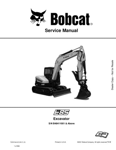 Unlock the full potential of your BOBCAT E85 with the comprehensive Service Manual (7320318) designed for models B48411001 and up. This PDF file is an essential resource for maintenance and repair, providing detailed diagrams, troubleshooting tips, and step-by-step instructions to keep your equipment running smoothly. Ensure optimal performance and longevity of your machine with this invaluable guide, perfect for both seasoned professionals and DIY enthusiasts. Don't miss out on the opportunity to enhance y