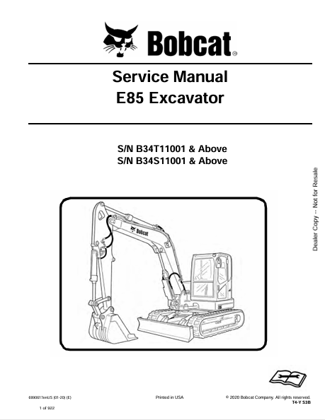 Discover the comprehensive service manual for the Bobcat E85 Excavator (6990617). Download the PDF for essential maintenance and repair guidance.