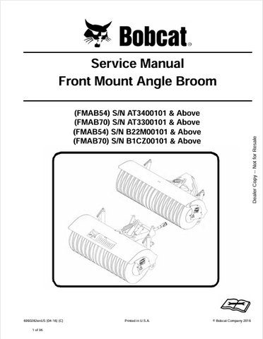 Discover the comprehensive service manual for BOBCAT FMAB54 and FMAB70 front mount angle brooms. Download the PDF for essential maintenance and operation guidelines.