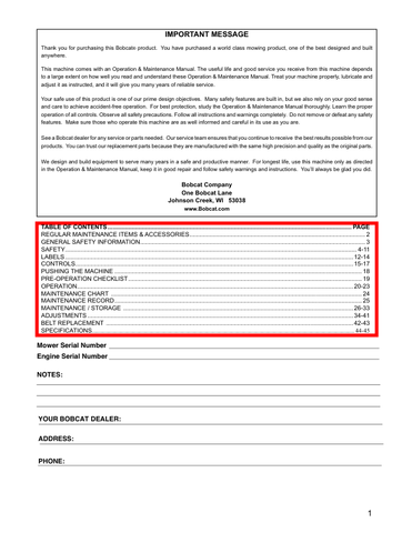 BOBCAT FR651V (4178914ENUS) OPERATION & MAINTENANCE MANUAL PDF FILE