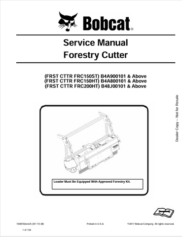  Discover the comprehensive service manual for BOBCAT FRC150ST, FRC150HT, and FRC200HT forestry cutters. Download the PDF file for expert guidance.