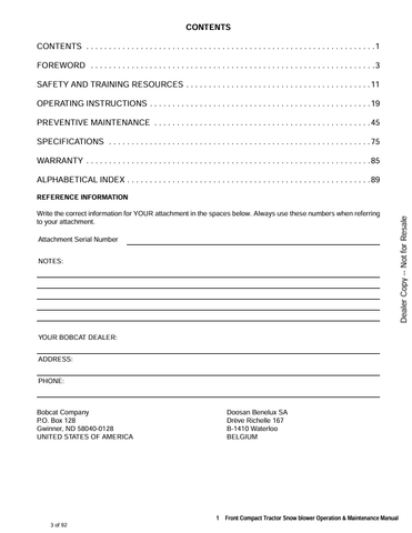 BOBCAT FRONT (6989401ENUS) OPERATION & MAINTENANCE MANUAL PDF DOWNLOAD