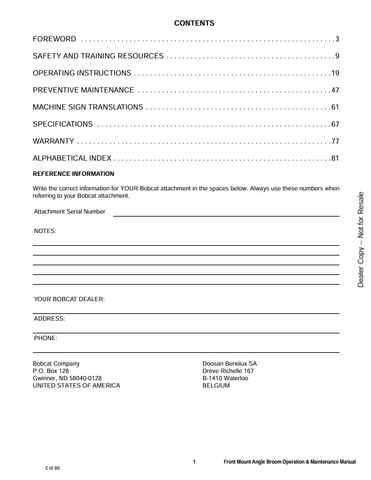 BOBCAT FRONT MOUNT ANGLE BROOM (6990575) OPERATOR MANUAL PDF DOWNLOAD