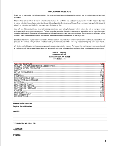 BOBCAT FT691V (4178913ENUS) OPERATION & MAINTENANCE MANUAL PDF FILE