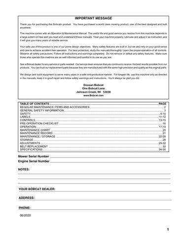 BOBCAT FX600V (4178823ENUS) OPERATION & MAINTENANCE MANUAL PDF FILE