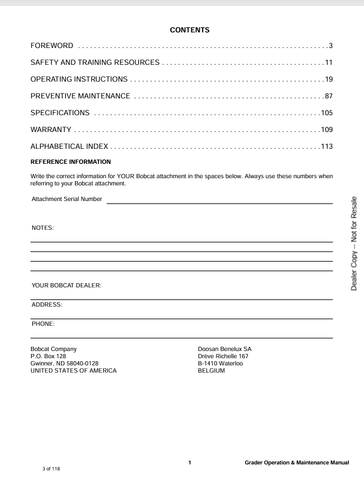 BOBCAT GRADER 84 (6901233ENUS) OPERATION & MAINTENANCE MANUAL PDF FILE