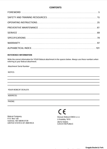 BOBCAT GRAPPLE (6989426ENGB) OPERATION & MAINTENANCE MANUAL PDF FILE