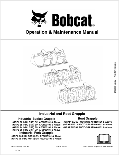 Discover the comprehensive operation and maintenance manual for BOBCAT grapple attachments. Download the PDF for GRPL and grapple models to enhance your productivity.