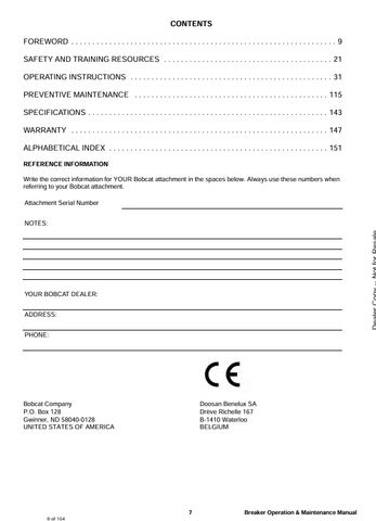 BOBCAT HB1380 (6904928) OPERATION AND MAINTENANCE MANUAL PDF FILE