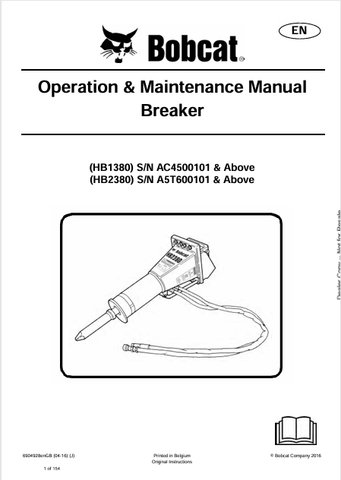  Discover the comprehensive operation and maintenance manual for BOBCAT HB1380 and HB2380 breakers. Download the PDF file for essential guidelines and tips.