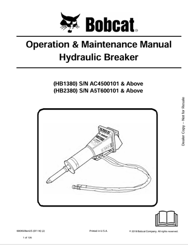 Discover the comprehensive operation and maintenance manual for BOBCAT HB1380 and HB2380 hydraulic breakers. Download the PDF for essential guidelines.