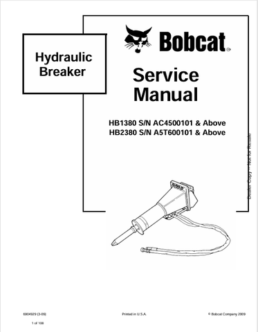 Discover the comprehensive service manual for BOBCAT HB1380 and HB2380 hydraulic breakers. Download the PDF file for expert guidance and maintenance tips.