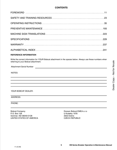 BOBCAT HB SERIES (6904104) OPERATION AND MAINTENANCE MANUAL PDF FILE