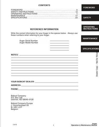 BOBCAT HEX DRIVE  (6901382) OPERATION AND MAINTENANCE MANUAL PDF FILE