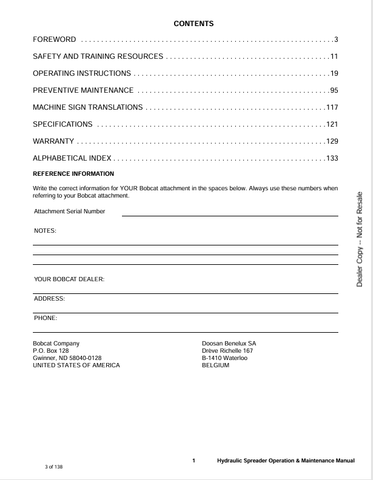 BOBCAT HS8 (6986894ENUS) OPERATION & MAINTENANCE MANUAL PDF DOWNLOAD