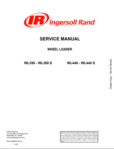  Discover the comprehensive service manual for the Bobcat IR Ingersoll Rand Wheel Loader (22856454). Download the PDF for expert maintenance and repair guidance.
