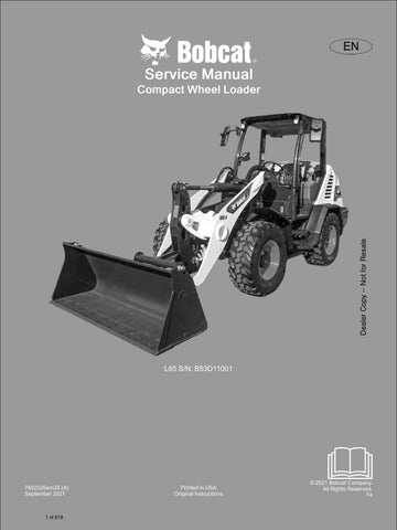 Unlock the full potential of your BOBCAT L65 with the comprehensive B53D11001 Service Manual (7402325) in PDF format. This essential guide provides detailed instructions, diagrams, and troubleshooting tips to ensure your equipment operates at peak performance. Perfect for both seasoned professionals and DIY enthusiasts, this manual is your go-to resource for maintenance and repairs, helping you save time and money while extending the life of your machine. Download your copy today and keep your BOBCAT runni