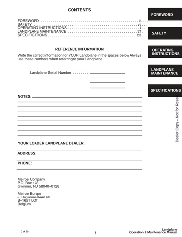 BOBCAT LANDPLANE (6900658) OPERATION & MAINTENANCE MANUAL PDF FILE