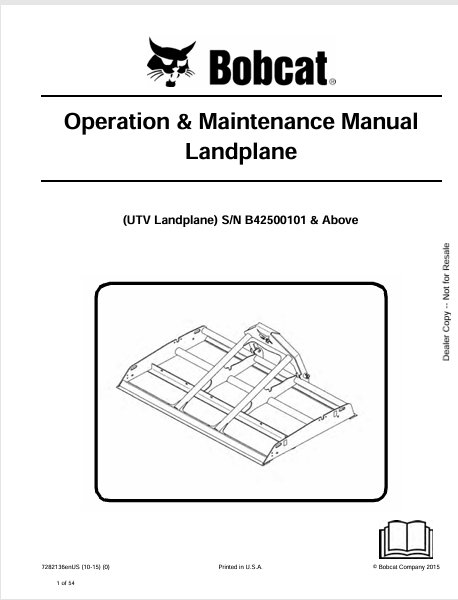 Discover the comprehensive BOBCAT Landplane Operation & Maintenance Manual (7282136) in PDF format. Essential guidance for optimal performance and care.