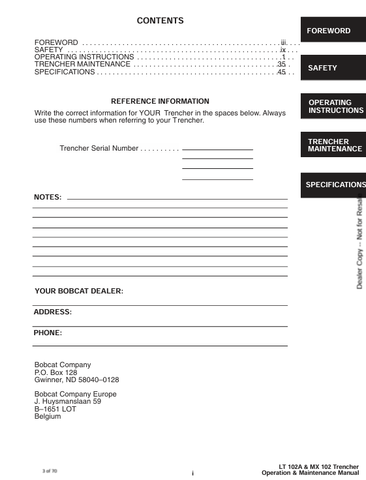 BOBCAT LT102A (6901506) OPERATION AND MAINTENANCE MANUAL PDF FILE