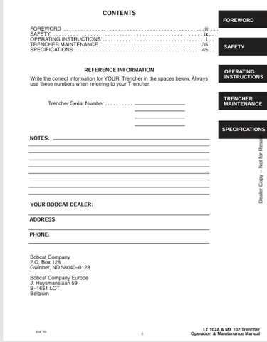 BOBCAT LT102A (6901506) OPERATION & MAINTENANCE MANUAL PDF DOWNLOAD