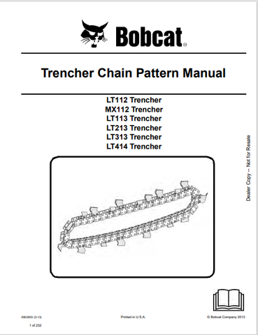 Discover the comprehensive manual for BOBCAT trenchers LT112, MX112, LT113, LT213, LT313, and LT414. Download the PDF for detailed chain pattern information.