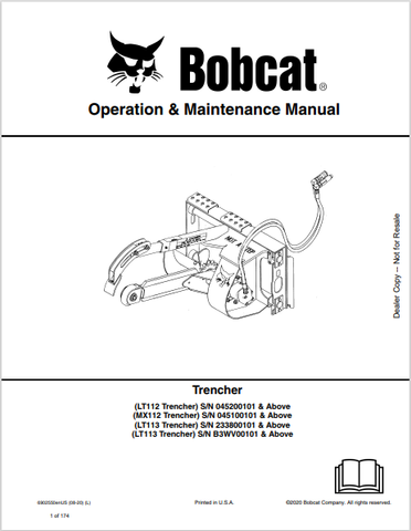  Discover the comprehensive operation and maintenance manual for BOBCAT LT112, MX112, and LT113 trenchers. Download the PDF for essential insights and guidance.