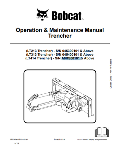Discover the comprehensive operation and maintenance manual for BOBCAT LT213, LT313, and LT414 trenchers. Download the PDF file for essential insights.