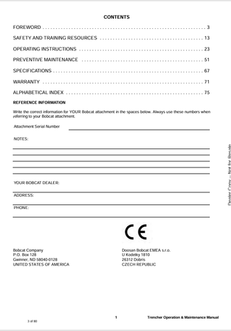 BOBCAT LT405 (6722909ENGB) OPERATION AND MAINTENANCE MANUAL PDF FILE