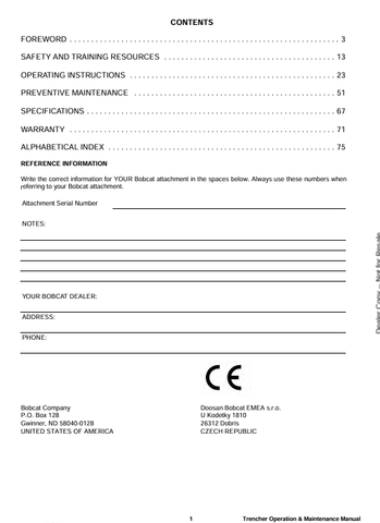 BOBCAT LT405 (6722909ENGB) OPERATION & MAINTENANCE MANUAL PDF DOWNLOAD
