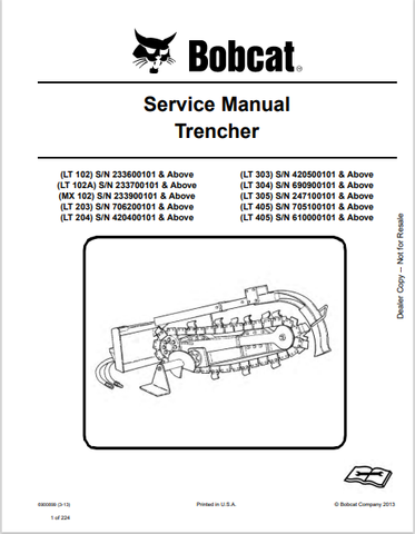 Discover the comprehensive service manual for BOBCAT LT 102, LT 102A, MX 102, and more. Download the PDF for expert maintenance and repair guidance.