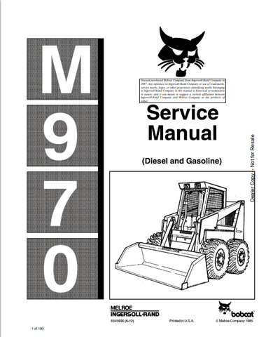  Discover the comprehensive service manual for the BOBCAT M970 Diesel and Gasoline models. Download the PDF file for expert maintenance and repair guidance.