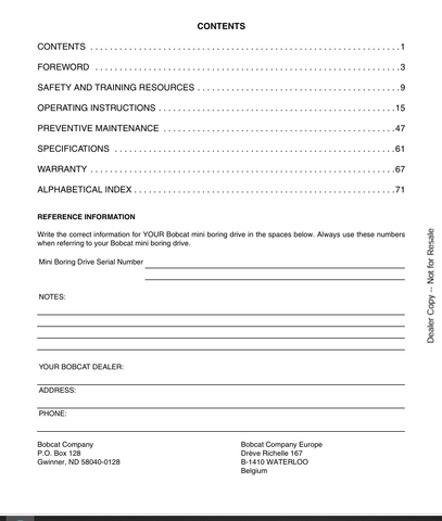 BOBCAT MINI (6903826ENUS) OPERATION & MAINTENANCE MANUAL PDF FILE