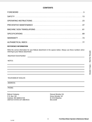 BOBCAT MOWER 66 (6990477) OPERATION & MAINTENANCE MANUAL PDF FILE