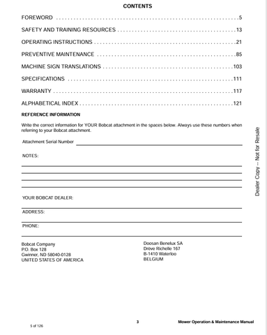 BOBCAT MOWER (6986723ENUS) OPERATION & MAINTENANCE MANUAL PDF FILE