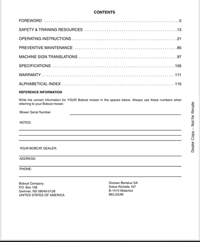 BOBCAT MOWER 72, 90 (6902087) OPERATION & MAINTENANCE MANUAL PDF FILE