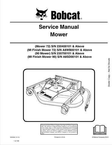 Discover comprehensive service manuals for BOBCAT MOWER 72, MI FINISH MOWER 72, and 90 MOWER. Download the PDF for expert maintenance tips and guidance.