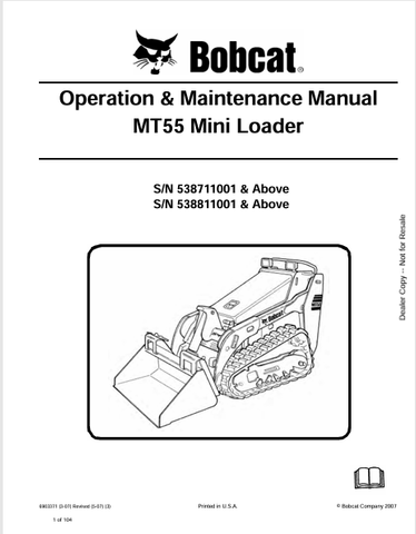 Discover the comprehensive operation and maintenance manual for the BOBCAT MT55 Mini Loader (6903371). Download the PDF for essential insights and guidelines.