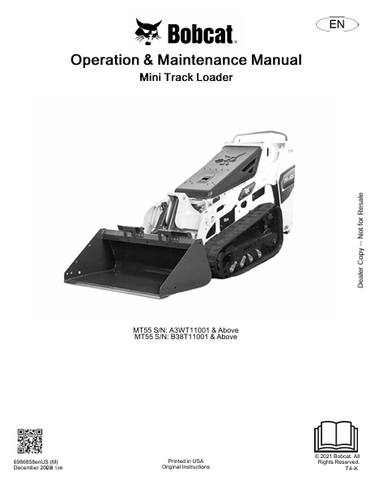 Discover the comprehensive operation and maintenance manual for the BOBCAT MT55 Mini Track Loader. Download the PDF file for essential insights and guidelines.