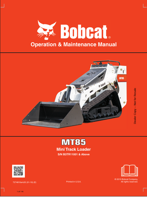 Discover the comprehensive operation and maintenance manual for the Bobcat MT85 Mini Track Loader. Download the PDF file for essential insights and guidelines.