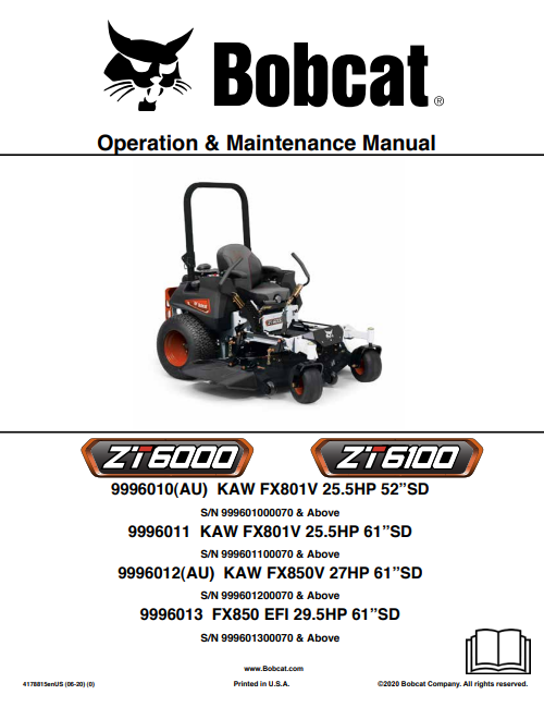 Discover the comprehensive BOBCAT Operation & Maintenance Manual (4178815) in PDF format. Ensure optimal performance and longevity of your equipment today.